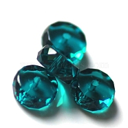 Imitation Austrian Crystal Beads, Grade AAA, Faceted, Flat Round, Dark Cyan, 8x3.5mm, Hole: 0.9~1mm(SWAR-F078-4x8mm-24)