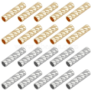 100Pcs 2 Colors Brass Tube Beads, Mixed Color, 8x2mm, Hole: 1.2mm, 50pcs/color(FIND-BC0004-97)