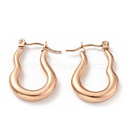 Ion Plating(IP) 304 Stainless Steel Twist Oval Hoop Earrings for Women, Rose Gold, 23.5x17x3.5mm, Pin: 0.8mm(EJEW-G293-07RG)