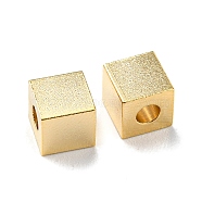 201 Stainless Steel Bead, Cube, Real 18K Gold Plated, 6x6x6mm, Hole: 2.5mm(STAS-H180-07G)
