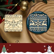 Christmas Theme Wax Seal Brass Stamp Head, for Wax Seal Stamp, Golden, Deer, 25x25x14.5mm, Inner Diameter: 7mm(TOOL-R125-04B)