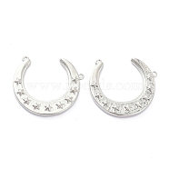 Brass Pendants, Long-Lasting Plated, Moon with Star, Real Platinum Plated, 22x25x3mm, Hole: 1mm(KK-L188-42P)