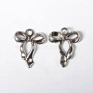 Tibetan Style Alloy Pendants, Bowknot, Lead Free and Cadmium Free, Antique Silver, 23x18x4mm, Hole: 2.5mm(X-LF9809Y)