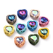 Sew on Rhinestone, Electroplate Glass Rhinestone, with Brass Findings, Garments Accessories, Imitation Jelly, Heart, Mixed Color, 12.5x12.5x5.6mm, Hole: 1.2mm(RGLA-O001-C01-B11)