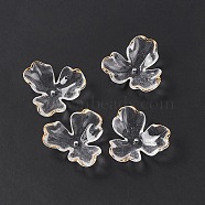 Transparent Acrylic Bead Caps, AB Color, 3-Petal Flower, Clear, 26x27.5x8mm, Hole: 1.7mm(OACR-C009-21)