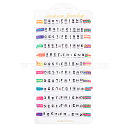 12Pcs 12 Color Word Best Friend Acrylic Braided Bead Bracelets Set, Polyester Adjustable Bracelets for Women, Mixed Color, Inner Diameter: 2-1/4~3-3/4 inch(5.6~9.6cm), 1Pc/color(BJEW-AN0001-47)