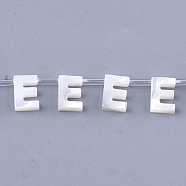 Sea Shell Beads, Top Drilled Beads, Letter, Letter.E, 10x7x3mm, Hole: 0.8mm(X-SHEL-T012-60E)