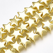 Electroplate Non-magnetic Synthetic Hematite Beads Strands, Star, Golden Plated, 8x8.5x3.5mm, Hole: 1mm, about 67pcs/strand, 15.9 inch(G-T061-182G)