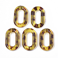 Transparent Acrylic Linking Rings, Quick Link Connectors, Imitation Leopard Skins Pattern, for Cable Chains Making, Oval, Champagne Yellow, 38x23x6.5mm, Inner Diameter: 25x10mm(OACR-S036-006B-A02)