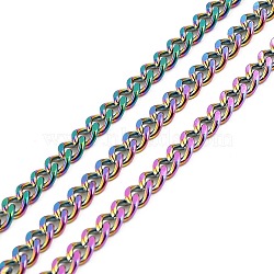 Vacuum Plating 304 Stainless Steel Cuban Link Chains, Unwelded, with Spool, Rainbow Color, 5x3.5x1mm, about 32.81 Feet(10m)/Roll(CHS-K016-03A-MC)