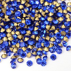 Back Plated Grade A Diamond Glass Pointed Rhinestone, Sapphire, 3.8~3.9mm, about 1440pcs/bag(RGLA-SS16-006)