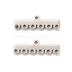 Non-Tarnish 304 Stainless Steel Chandelier Component Links, 7-Loop Connector, Rectangle, Stainless Steel Color, 5x16.5x1.5mm, Hole: 1mm(STAS-A074-02F-P)