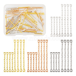 80Pcs 8 Styles Brass Connector Charms, Textured, Stick Links, Mixed Color, 20~32x1.2mm, Hole: 1mm, 10pcs/style(KK-TA0001-23)