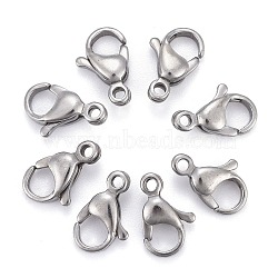 304 Stainless Steel Lobster Claw Clasps, Parrot Trigger Clasps, Grade A, Stainless Steel Color, 12x7.5x3.5mm, Hole: 1.4mm(X-STAS-AB12)