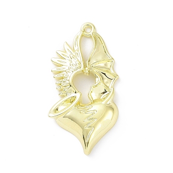 Rack Plating Alloy Enamel Pendants, Angel and Devil Wing with Heart Charms, Golden, 40x20.5x4mm, Hole: 1.6mm