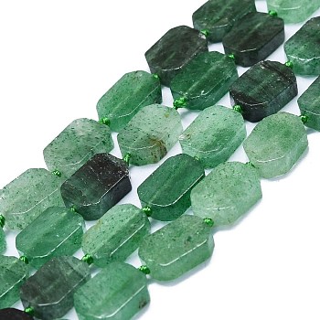Natural Green Strawberry Quartz Beads Strands, Rectangle, 15~17x10~13x5~6mm, Hole: 1mm, about 22pcs/strand, 15.94''(40.5cm)