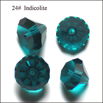 Imitation Austrian Crystal Beads, Grade AAA, Faceted, Diamond, Dark Cyan, 6x4mm, Hole: 0.7~0.9mm