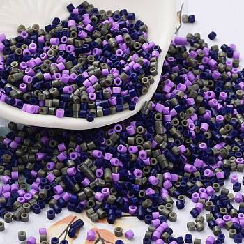 Baking Paint Glass Seed Beads, Cylinder, Indigo, 2x1.5mm, Hole: 1mm, about 50398pcs/pound