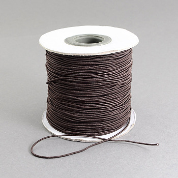 Round Elastic Cord, with Nylon Outside and Rubber Inside, Coconut Brown, 1mm, about 109.36 yards(100m)/roll
