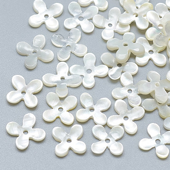 Natural White Shell Beads, Mother of Pearl Shell Beads, Flower, 6x6x1mm, Hole: 0.8mm
