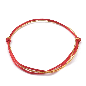 Adjustable Nylon Thread Multi-strand Bracelet Making, with Metallic Cord, Red, 0.2cm, Inner Diameter: 2~3-3/4 inch(5~9.5cm)