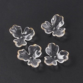 Transparent Acrylic Bead Caps, AB Color, 3-Petal Flower, Clear, 26x27.5x8mm, Hole: 1.7mm