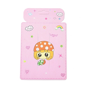 Rectangle Hair Clips Display Cards, Girl Pattern, Pearl Pink, 18.05x11.55x0.04cm, Hole: 2mm