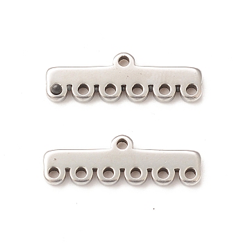304 Stainless Steel Chandelier Component Links, 7-Loop Connector, Rectangle, Stainless Steel Color, 5x16.5x1.5mm, Hole: 1mm