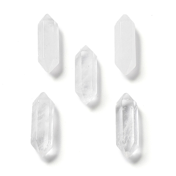 Natural Quartz Crystal Double Terminated Pointed Beads, Rock Crystal Beads, No Hole, Faceted, Bullet, 16x5x4.5mm