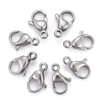 304 Stainless Steel Lobster Claw Clasps, Parrot Trigger Clasps, Grade A, Stainless Steel Color, 12x7.5x3.5mm, Hole: 1.4mm