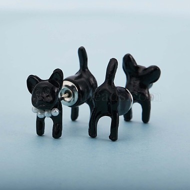 Alloy Cartoon Dog Front Back Stud Earrings(JE913A)-3