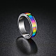 Rainbow Color Pride Flag Enamel Rectangle Rotating Ring(RABO-PW0001-038G)-2