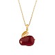 Red Dyed Natural White Jade & Cubic Zirconia Bunny Pendant Necklace(JN1072A)-1