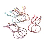 Polyester Braided Slider Bracelet with Brass Beads, Adjustable Woven Friendship Bracelet for Women, Mixed Color, 12-3/8 inch(31.5cm)(BJEW-A099-01)