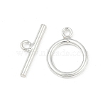 925 Sterling Silver Ring Toggle Clasps, Ring: 11.5x8.5mm, Bar: 12x4mm, Hole: 1.2mm(STER-A008-16)