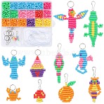 DIY Animal Keychain Making Kit, Including Plastic Beads, Iron Keychain Clasp Findings & Split Key Rings, Mixed Color, 770Pcs/box(DIY-SC0023-68)