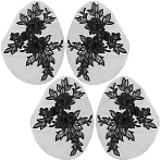 Polyester Embroidery Sequin Costume Accessories, Sewing Craft Decoration, Flower, Black, 200x150x0.8mm(DIY-WH20025-015A)