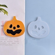 Halloween DIY Pumpkin Lamp Pendant Silicone Molds, Resin Casting Molds, For UV Resin, Epoxy Resin Jewelry Making, White, 74x75x11mm, Hole: 3mm, Inner Size: 70x72mm(DIY-P006-37)