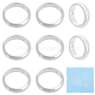 8Pcs Sterling Silver Bead Frame, Ring, with Suede Fabric Square Silver Polishing Cloth, Silver, 8.5x2.2mm, Hole: 1mm, Inner Diameter: 6.6mm(STER-BC0001-82)