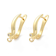 Rack Plating Brass Micro Pave Cubic Zirconia Hoop Earring Findings, Cadmium Free & Lead Free, Long-Lasting Plated, Golden, 18.5x12x4mm, Hole: 1.6mm, Pin: 0.8mm(KK-E084-82G)