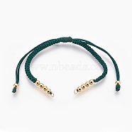 Nylon Cord Bracelet Making, with Brass Findings, Golden, Teal, 5-1/2 inch(14cm)~11-3/8 inch(29cm), Hole: 2.5mm(MAK-F024-04-G)