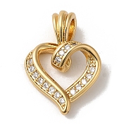 Rack Plating Brass Micro Pave Cubic Zirconia Pendants, Long-Lasting Plated, Lead Free & Cadmium Free, Heart, Real 18K Gold Plated, 22x16x7mm, Hole: 4.8x3.1mm(KK-K377-45G)