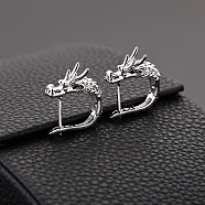 Alloy Dragon Hoop Earrings, Gothic Jewelry for Men Women, Platinum, 19x16.5x7mm(DRAG-PW0001-78P)