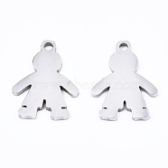 201 Stainless Steel Pendants, Laser Cut, Silhouette Human, Stainless Steel Color, 15x11x1mm, Hole: 1.4mm(STAS-T044-209P)