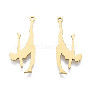 Ion Plating(IP) 201 Stainless Steel Pendants,  Dancer, Real 18K Gold Plated, 32.5x13x1.5mm, Hole: 1.5mm(STAS-B027-29G)