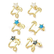 Rack Plating Star Brass Stud Earrings, with Synthetic Opal, Cadmium Free & Lead Free, Long-Lasting Plated, Real 18K Gold Plated, 17x15mm(EJEW-P277-08G)