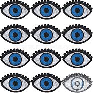 Evil Eye Computerized Embroidery Cloth Iron on Patches, Stick On Patch, Costume Accessories, Appliques, Prussian Blue, 38x58x1.5mm(PATC-WH0002-011)