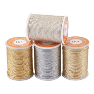 Pandahall Polyester Braided Cord, with Metallic Cord, Mixed Color, 1mm, about 7m/roll, 4 colors, 1roll/color, 4rolls/set(OCOR-TA0001-31)