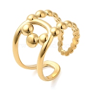 304 Stainless Steel Hollow Knot Open Cuff Ring for Women, Real 14K Gold Plated, US Size 8 1/2(18.5mm)(RJEW-I098-29G)