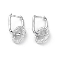 Circle Ring Rack Plating Brass Cubic Zirconia Hoop Earrings for Women, Long-Lasting Plated, Lead Free & Cadmium Free, Platinum, 23mm, Pin: 1mm(EJEW-K245-27P)